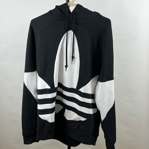 Adidas Men’s size XL three stripe black hoodie Sweatshirt
